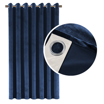 Velours Verdunkelungsvorhang 90% in Marineblau 140x250 cm. Dicker Stoff, Gardine mit Ösen