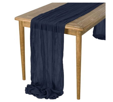 Zarter BOHO-Tischläufer aus Gaze, marineblau, 90x300 cm