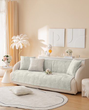 MATTE ÜBERWURF BEZUG für SOFA Couch 90x240 cm, CREME, ERHABENES MUSTER
