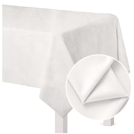 Matt Velours Tischdecke in Milchweiß - Nach Maß.