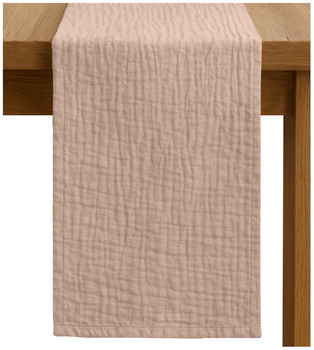 Zarter MUSSELIN-TISCHLÄUFER, puderrosa 40×275 cm