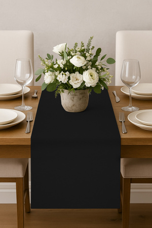 Glatter Tischläufer SCHWARZ 40x275 cm