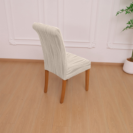 STUHLHUSSE JACQUARD – STRUKTURSTOFF MIT STREIFEN – CREME