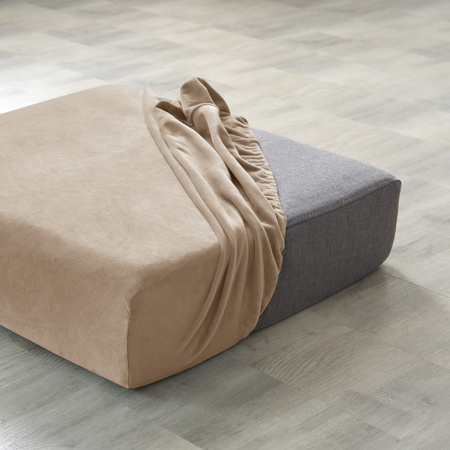 Velours Bezug für die Chaiselongue des Sofas BEIGE/CAPPUCCINO