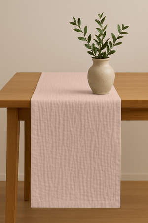 Zarter MUSSELIN-TISCHLÄUFER, puderrosa 40×275 cm