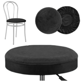 Der Bezug für den runden Stuhlsitz, Velours, Schwarz