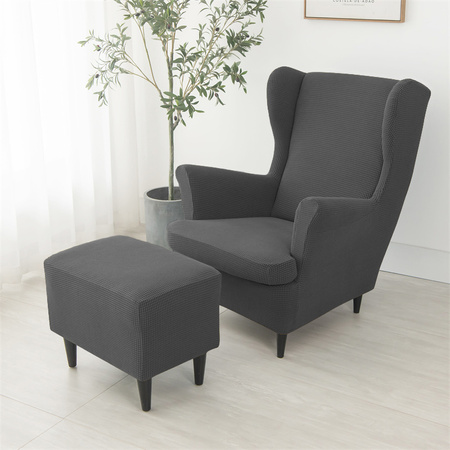 Bezug für Ohrensessel Jacquard DUNKELGRAU