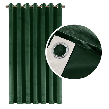 Velours Verdunkelungsvorhang 90% in Flaschengrüne 140x250 cm. Dicker Stoff, Gardine mit Ösen