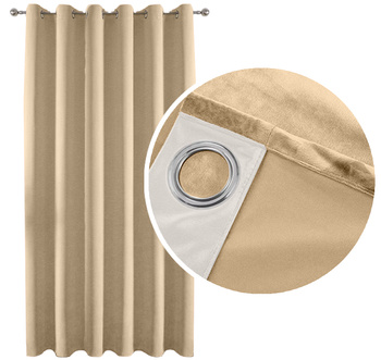 Velours Verdunkelungsvorhang 90% in Creme 140x250 cm. Dicker Stoff, Gardine mit Ösen