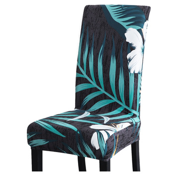 Stuhlbezüge mit einem Muster in Dunkel aus blauen Blumen