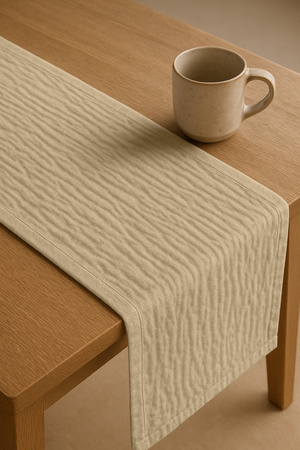 Zarter MUSSELIN-TISCHLÄUFER, beige 40×275 cm