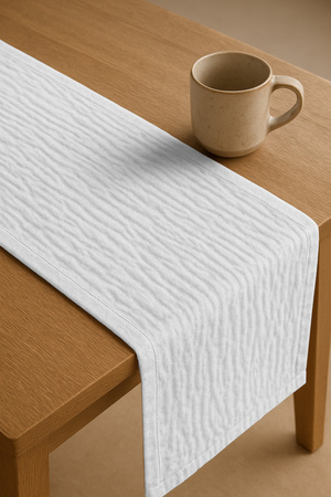 Zarter MUSSELIN-TISCHLÄUFER, weiß 40×275 cm