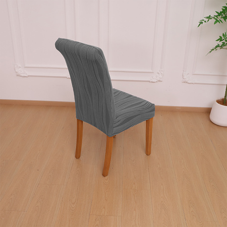 STUHLHUSSE JACQUARD – STRUKTURSTOFF MIT STREIFEN – DUNKELGRAU