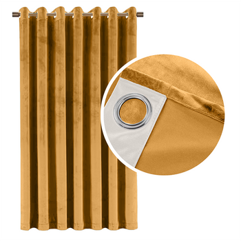 Velours Verdunkelungsvorhang 90% in Honiggelb 140x250 cm.  Dicker Stoff,  Gardine mit Ösen