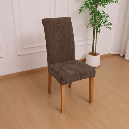 STUHLHUSSE JACQUARD – STRUKTURSTOFF MIT STREIFEN – BRAUN