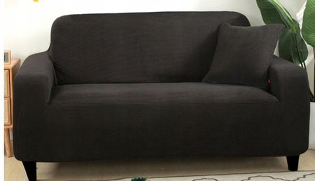 Bezug für ein Sofa, 2-Sitzer Sofa, Länge 145-185 cm, jacquard, schwarz