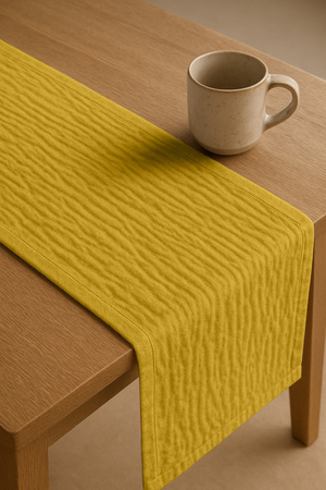 Zarter MUSSELIN-TISCHLÄUFER, senfgelb 40×275 cm