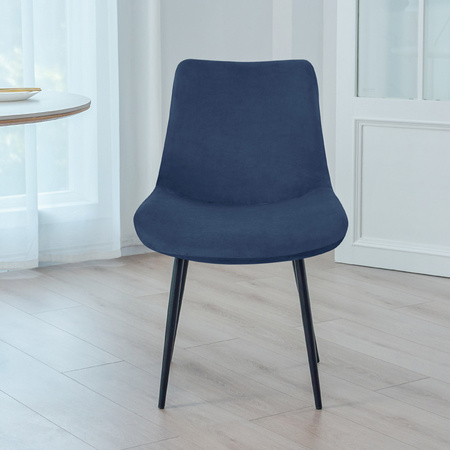 STUHLHUSSE für GROSSE SKANDINAVISCHE SCHALESTÜHLE VELOURS MARINEBLAU