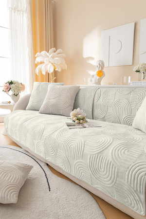 MATTE ÜBERWURF BEZUG für SOFA Couch 90x160 cm, CREME, ERHABENES MUSTER