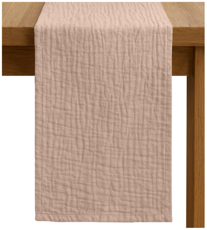 Zarter MUSSELIN-TISCHLÄUFER, puderrosa 40×275 cm