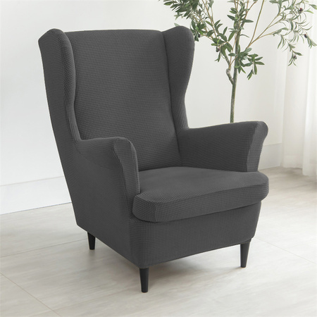 Bezug für Ohrensessel Jacquard DUNKELGRAU