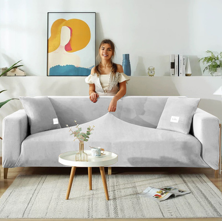 Bezug für ein Sofa, 4-Sitzer-Sofa, 235- 300 cm lang, hellgrau