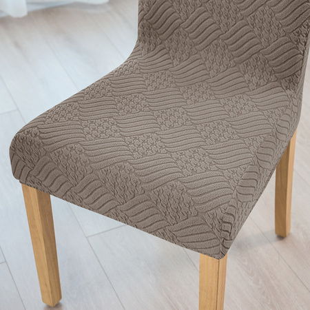 STUHLHUSSE geprägte Rauten Jacquard DICK BEIGE CAPPUCCINO