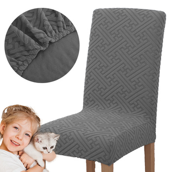 DICKER, JACQUARD PRÄGUNG MUSTER F, STUHLBEZUG DUNKELGRAU