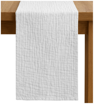 Zarter MUSSELIN-TISCHLÄUFER, weiß 40×275 cm