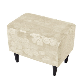 BEZUG für POUF / FUSSHOCKER GEPRÄGTES Blumenmuster VELOURS CREMEFARBEN