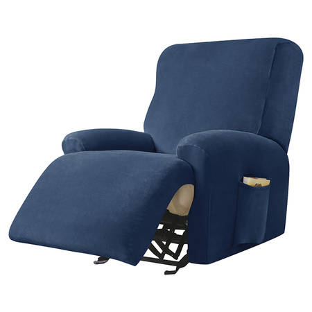 BEZUG für Sessel, 4-teilig, VELOURS Plüsch, MARINEBLAU