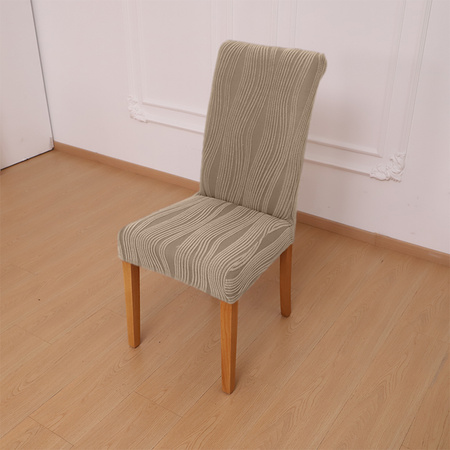 STUHLHUSSE JACQUARD – STRUKTURSTOFF MIT STREIFEN – BEIGE