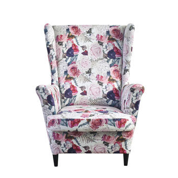 Bezug für Ohrensessel mit einem Muster aus rosa Blumen