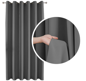 Glatter Verdunkelungsvorhang 90% in Dunkelgrau 140x250 cm. Dicker Stoff, Gardine mit Ösen