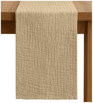 Zarter MUSSELIN-TISCHLÄUFER, beige 40×275 cm