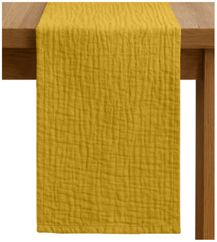 Zarter MUSSELIN-TISCHLÄUFER, senfgelb 40×275 cm