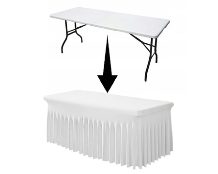 Tischtuch Rechteckig 200cm Mit Sockel, Schabracke, Weiss