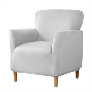 Bezug für Sessel in Größe S, Velours-Plüsch, HELLGRAU