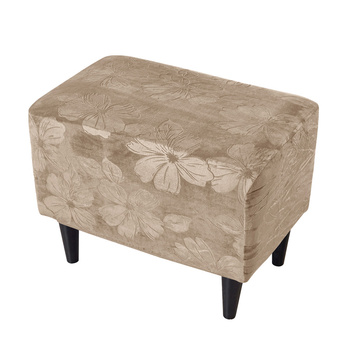 BEZUG für POUF / FUSSHOCKER GEPRÄGTES Blumenmuster VELOURS BEIGE