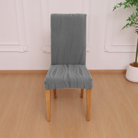 STUHLHUSSE JACQUARD – STRUKTURSTOFF MIT STREIFEN – DUNKELGRAU