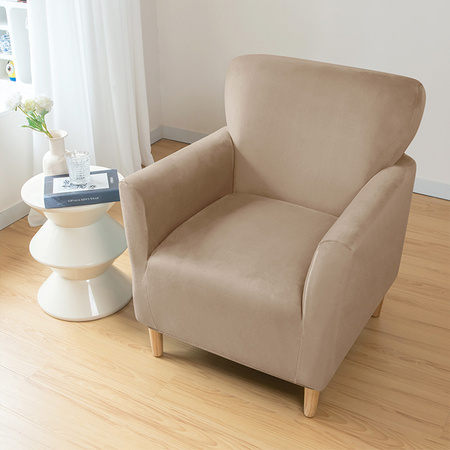 Bezug für Sessel in Größe S, Velours-Plüsch, BEIGE, CAPPUCCINO