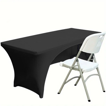 Flexible Tischdecke für rechteckigen Tisch 180 cm mit Ausschnitt vorne Schwarz