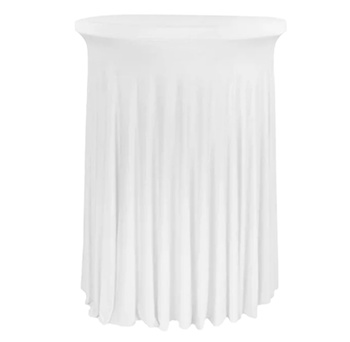 Stretch-Husse Tischdecke mit Rüsche für Stehtisch 80 cm  weiß