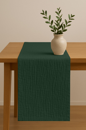 Zarter MUSSELIN-TISCHLÄUFER, Dunkelgrün 40×275 cm