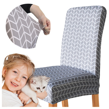 STUHLBEZUG mit Muster in grauer Fischgrätoptik