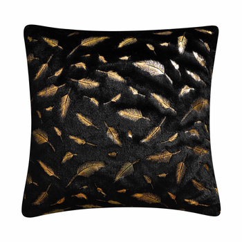 Dekorativer Kissenbezug Feder-Muster in SCHWARZ