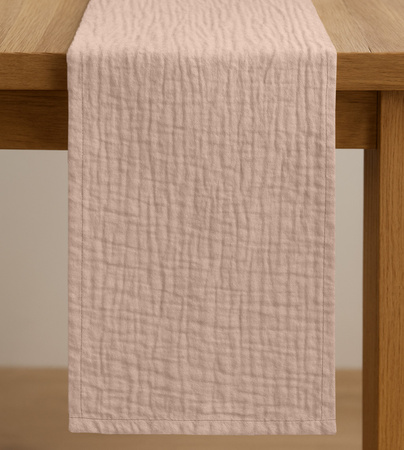 Zarter MUSSELIN-TISCHLÄUFER, puderrosa 40×275 cm