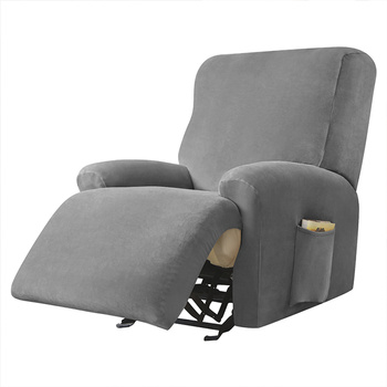 BEZUG für Sessel, 4-teilig, VELOURS Plüsch, DUNKELGRAU