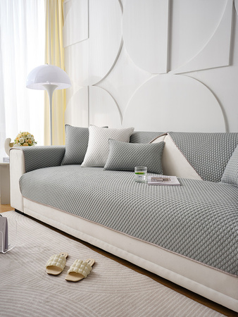 MATTE, SOFAÜBERZUG mit HERZEN-MUSTER in der Farbe GRAU 90x210 cm