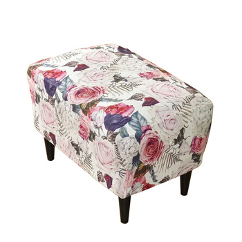 Bezug für Fußbank/Pouf mit rosa Blumenmuster